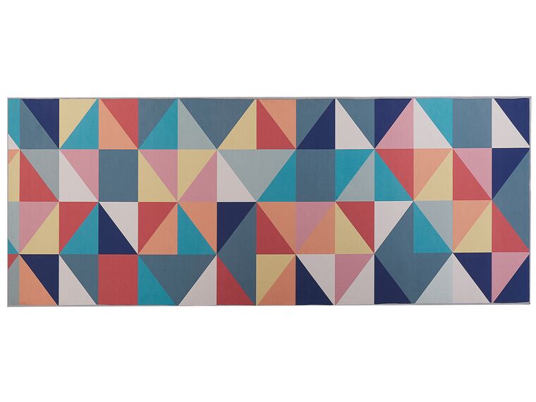 Teppich bunt 80 x 200 cm geometrisches Muster Kurzflor VILLUKURI_831620