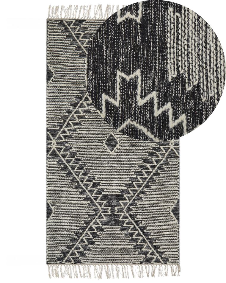 Tapis en coton 80 x 150 cm noir et blanc ARBAA_831146