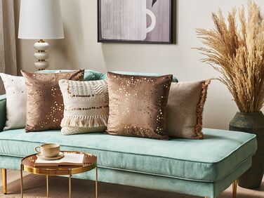 Set of 2 Velvet Cushions 45 x 45 cm Brown POPPY