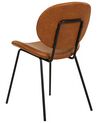 Conjunto de 2 sillas de comedor de piel marrón dorado LUANA_873673