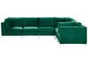 Left Hand 6 Seater Modular Velvet Corner Sofa Green EVJA_789793