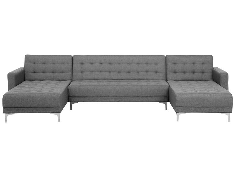 5 Seater U-shaped Modular Fabric Sofa Grey ABERDEEN_715949