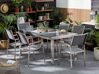 Hatszemélyes szürke gránit osztott asztallapú étkezőasztal szürke textilén székekkel GROSSETO_394415