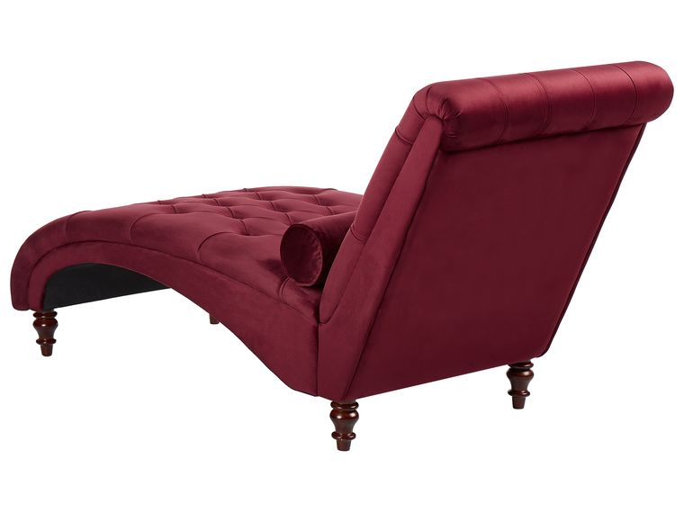 Velvet Chaise Lounge Burgundy MURET Beliani.co.uk