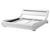 Bílá kožená postel s LED světlem 160x200 cm AVIGNON_689591