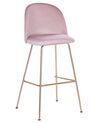 Conjunto de 2 cadeiras de bar em veludo rosa ARCOLA_781137