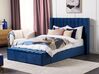 Łóżko wodne welurowe z ławką 140 x 200 cm niebieskie NOYERS_915278