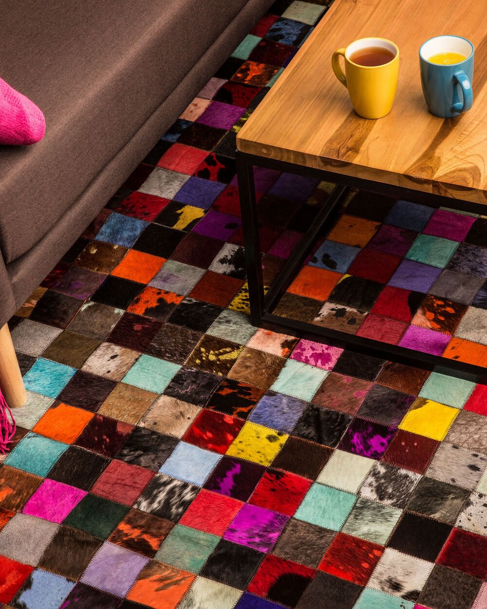 Alfombra de piel patchwork multicolor 200x300 cm ENNE | Beliani.es