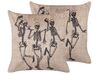 Set of 2 Velvet Cushion Skeleton Pattern 45 x 45 cm Beige MORTESTI_830101