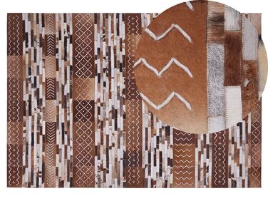 Tapis patchwork en cuir marron 140 x 200 cm HEREKLI