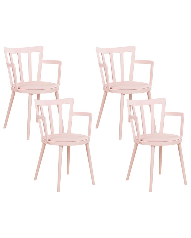 Conjunto de 4 sillas de comedor de plástico rosa MORILL_876318