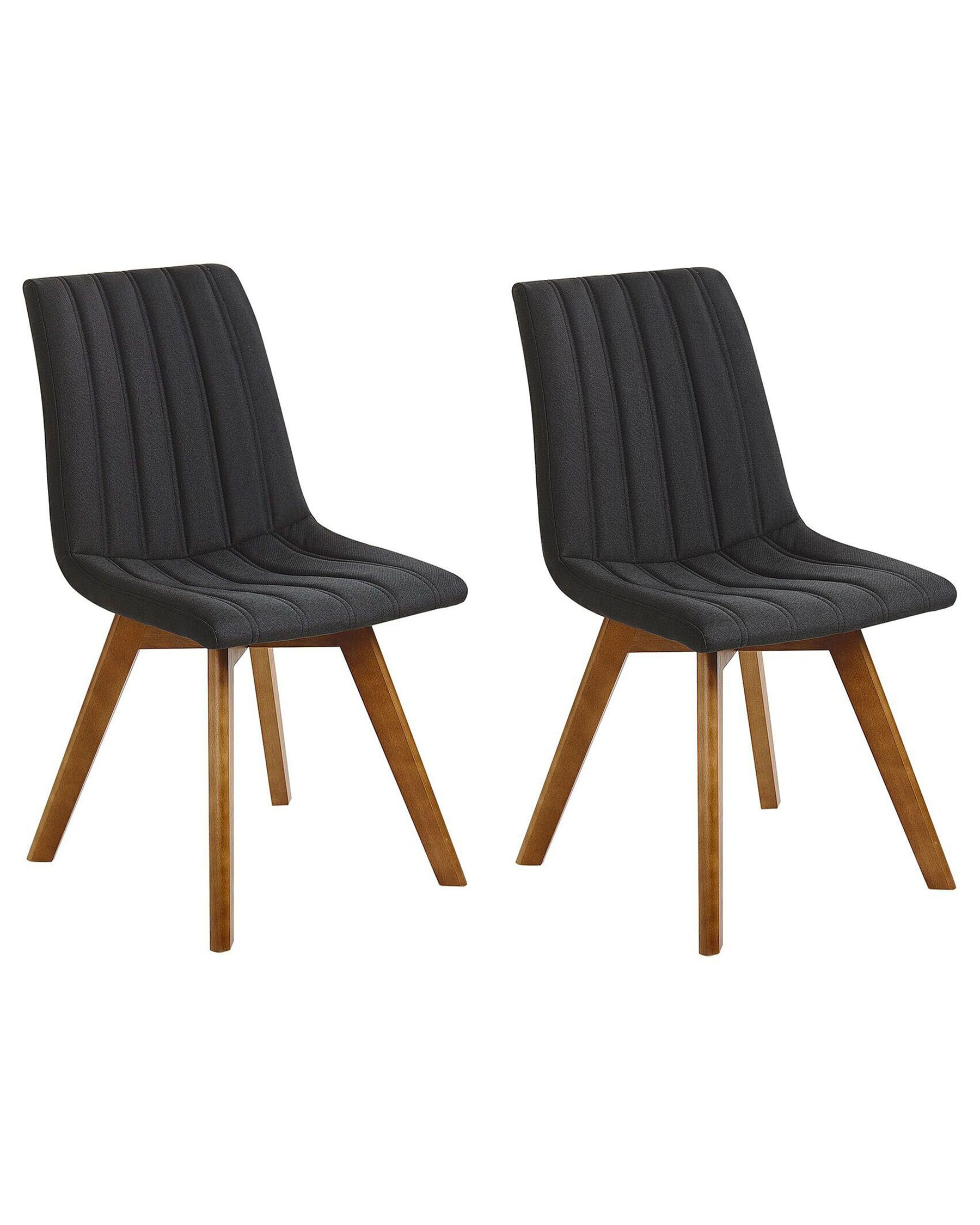 Set of 2 Fabric Dining Chairs Black CALGARY | Beliani.co.uk