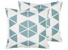 Set di 2 cuscini da esterno motivo geometrico bianco e blu 45 x 45 cm RIGOSA_776276