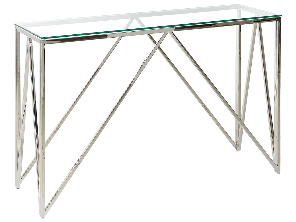 Tavolino consolle vetro temperato argento 120 x 40 cm WESO 