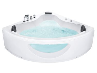 Banheira de hidromassagem de canto em acrílico branco com LED 190 x 140 cm TOCOA