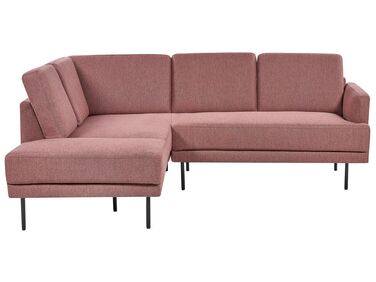Right Hand 4 Seater Fabric Corner Sofa Pink Brown BREDA