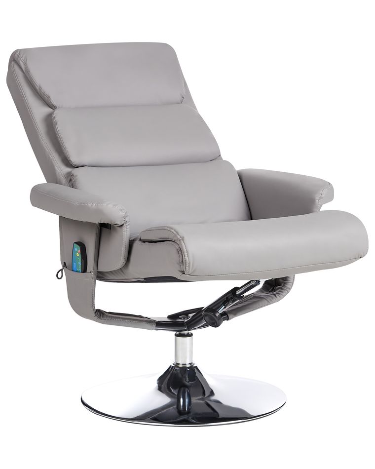 Faux Leather Recliner Chair with Footstool Grey LEGEND Beliani.co.uk