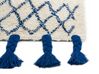Teppich Baumwolle beige / blau 160 x 230 cm geometrisches Muster Kurzflor ERZINCAN_839250