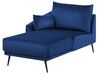 Sofa med LED Højrevendt Velour Marineblå VARDE_754404