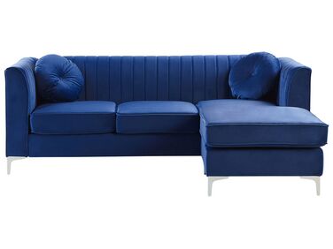 Left Hand Velvet Corner Sofa Navy Blue TIMRA