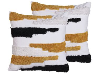Set of 2 Tufted Patchwork Cushions 45 x 45 cm Multicolour MONARDA
