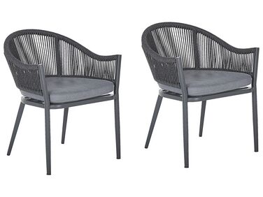 Set of 2 Garden Chairs Grey MILETO