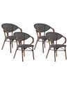 Set di 4 sedie da giardino grigio e legno scuro CASPRI_799030