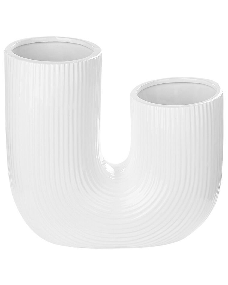 Stoneware Flower Vase 23 cm White MITILINI_844669