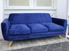 Velvet 3-Seater Sofa Cover Blue BERNES_884757