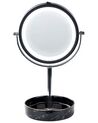Kosmetikspiegel silber / schwarz mit LED-Beleuchtung ø 26 cm SAVOIE_847890