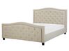Fabric EU King Size Bed Beige AUREL_734152