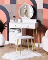 6 Drawers Dressing Table with LED Mirror and Stool White and Gold YVES_881914