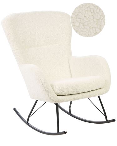 Boucle Rocking Chair Cream White and Black ANASET