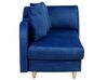 Chaise-longue à direita de 2 lugares com arrumação em veludo azul escuro MERI_749896