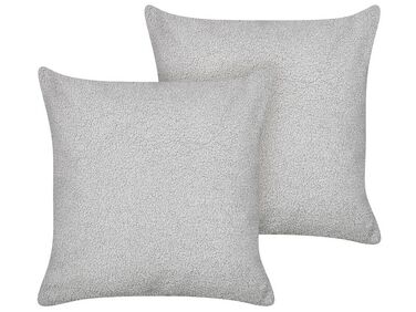 Set of 2 Boucle Cushions 45 x 45 cm Grey LEUZEA