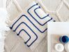Almofada decorativa em algodão creme e azul marinho com padrão abstrato 45 x 45 cm PLEIONE_851247
