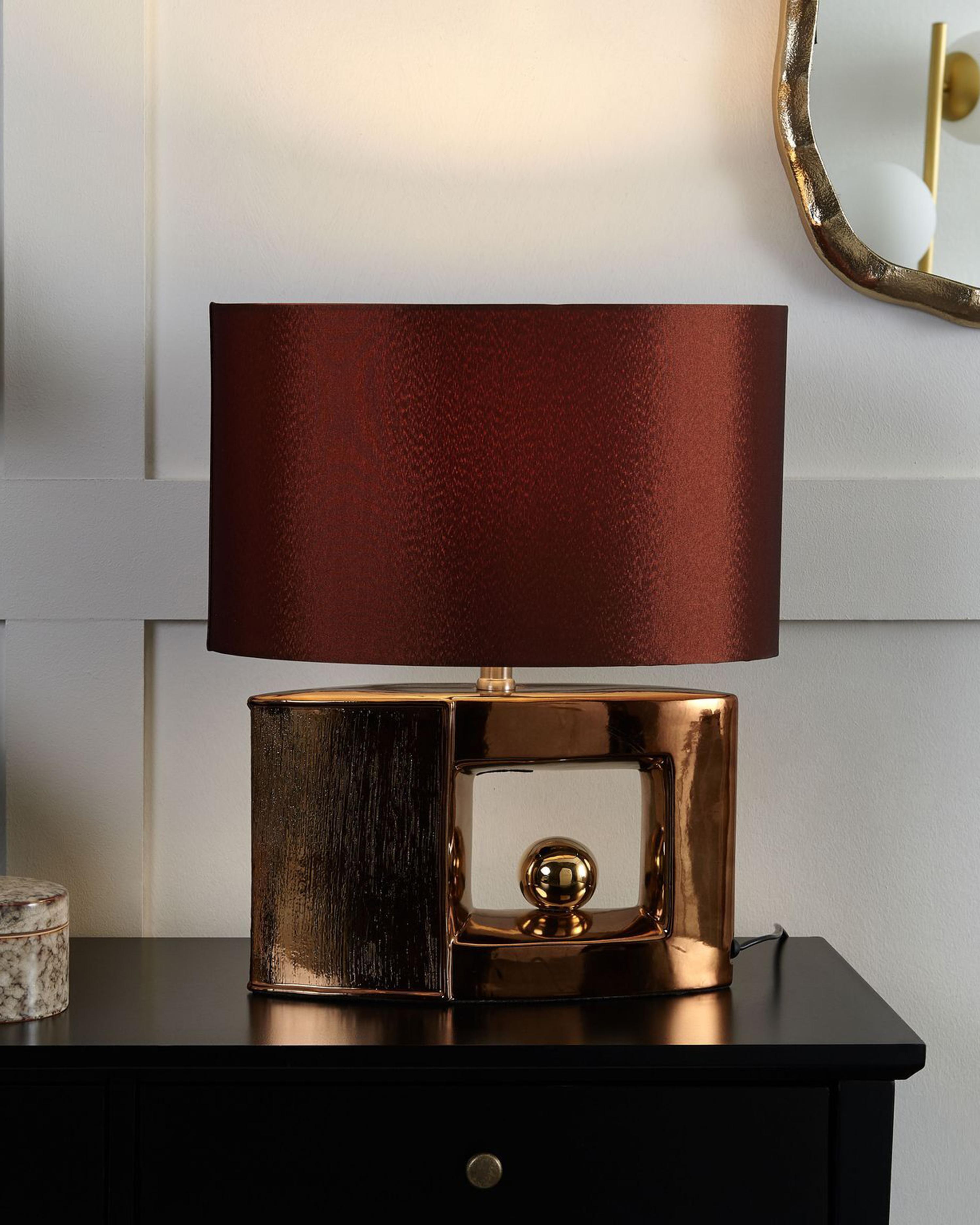 Pöytävalaisin posliini ruskea DUERO