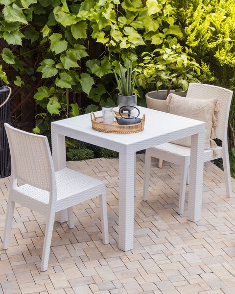 white garden table and chairs