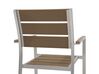 Conjunto de 6 sillas de jardín de metal plateado/madera clara VERNIO_713299