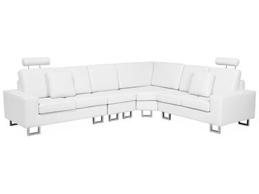 Canapé angle à gauche 6 places en cuir blanc STOCKHOLM
