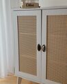 Sideboard weiss / heller Holzfarbton 2 Rattan-Türen PARTON_881784