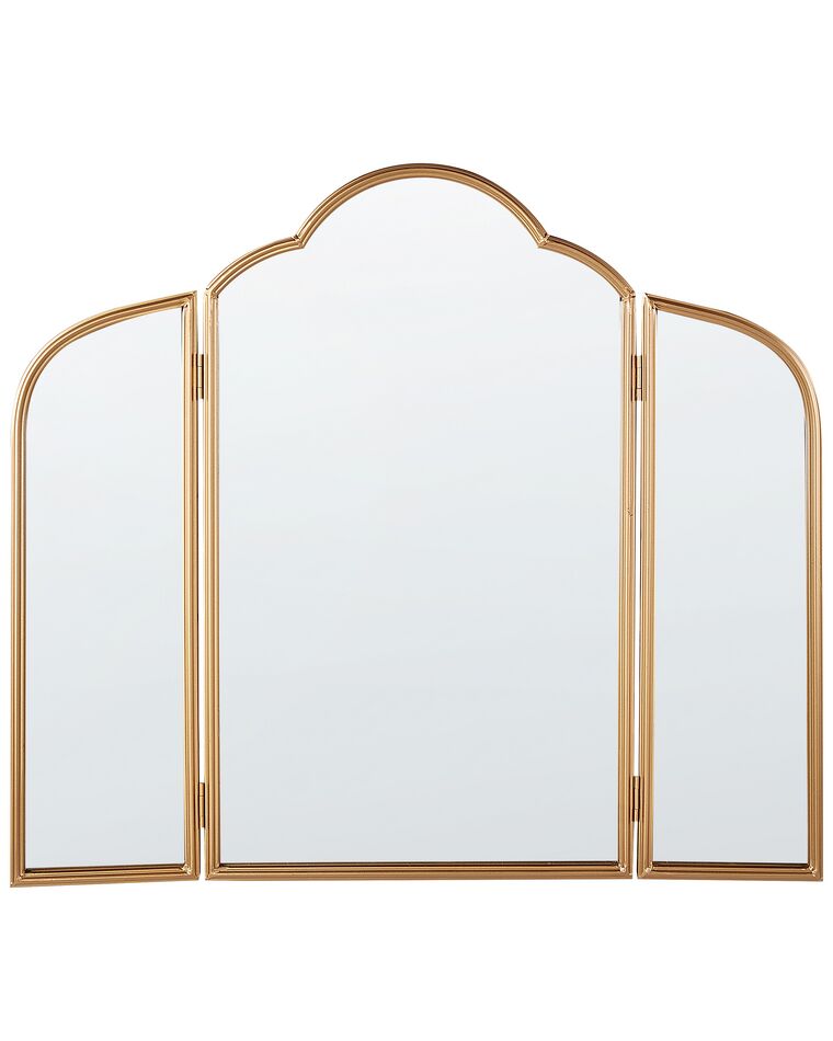 Tri-Fold Metal Mirror 87 x 77 cm Gold SAVILLY_900161