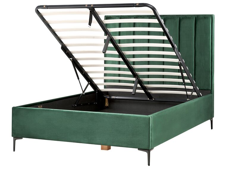 Łóżko z pojemnikiem welurowe 140 x 200 cm zielone SEZANNE_916685