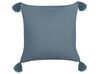 Velvet Cushion Floral Motif with Tassels 45 x 45 cm Dark Blue RIBES_838248