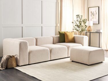 3-seters modulær sofa med ottoman bouclé Beige FALSTERBO