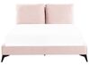 Cama de casal em veludo rosa 160 x 200 cm MELLE_829953