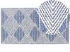 Teppich Wolle beige / blau 80 x 150 cm geometrisches Muster Kurzflor DATCA_830994
