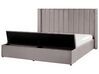 Velvet EU Super King Size Bed with Storage Bench Grey NOYERS_764901