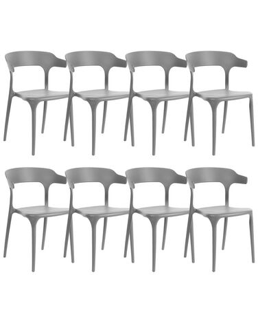 Sæt med 8 spisebordsstole mørkegrå GUBBIO 