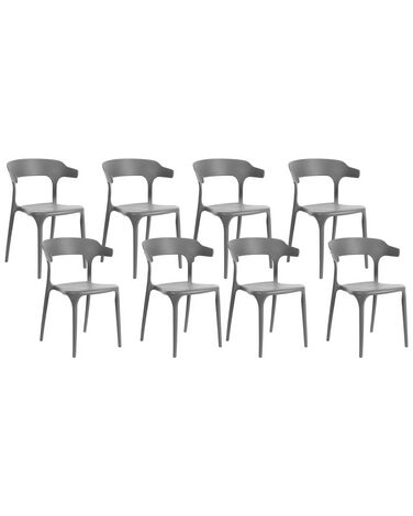 Sæt med 8 spisebordsstole mørkegrå GUBBIO 
